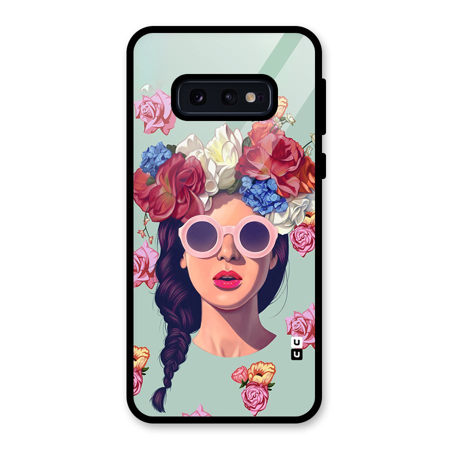 Pretty Girl Florals Illustration Art Glass Back Case for Galaxy S10e