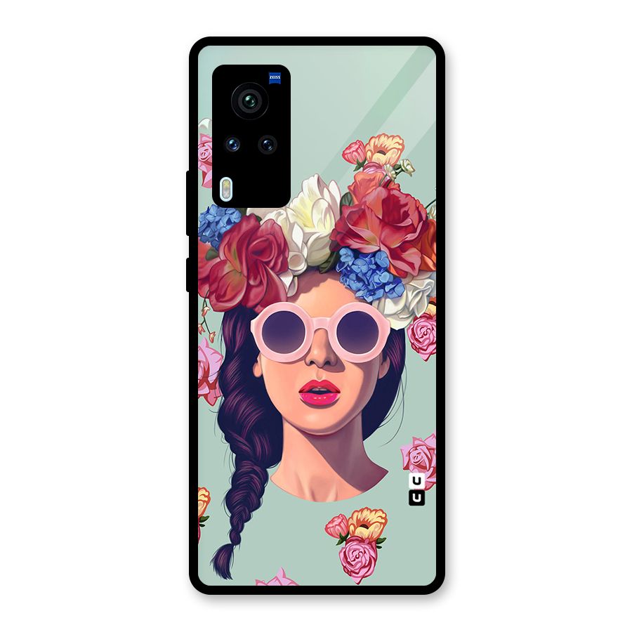 Pretty Girl Florals Illustration Art Glass Back Case for Vivo X60 Pro