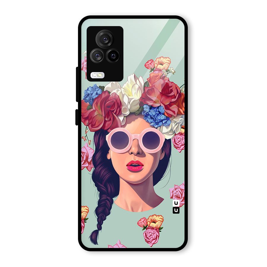 Pretty Girl Florals Illustration Art Glass Back Case for Vivo iQOO 7 Legend 5G