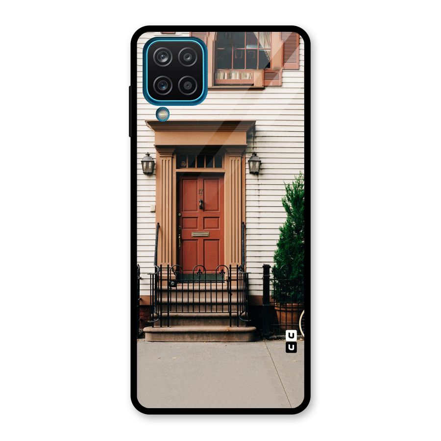 Pretty Orange Door Glass Back Case for Galaxy A12