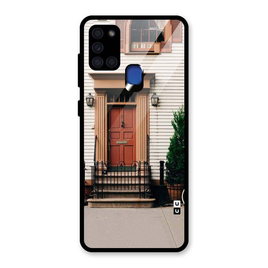 Pretty Orange Door Glass Back Case for Galaxy A21s
