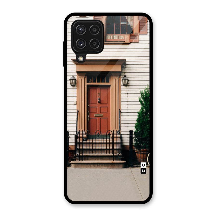 Pretty Orange Door Glass Back Case for Galaxy A22 4G
