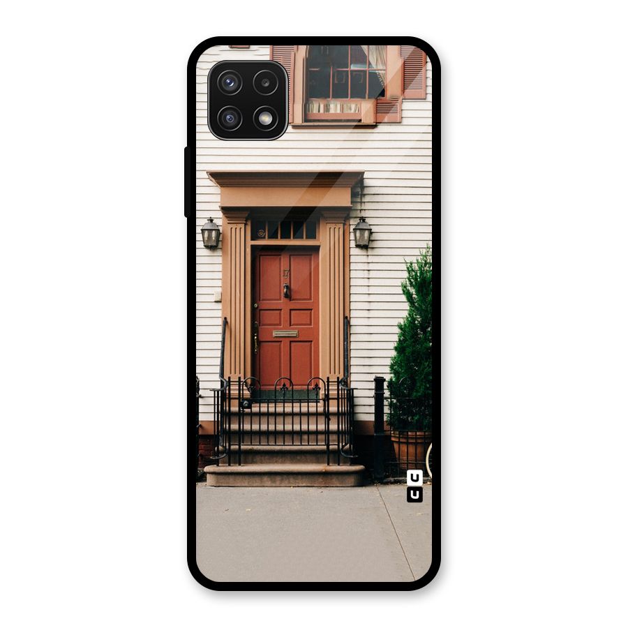 Pretty Orange Door Glass Back Case for Galaxy A22 5G