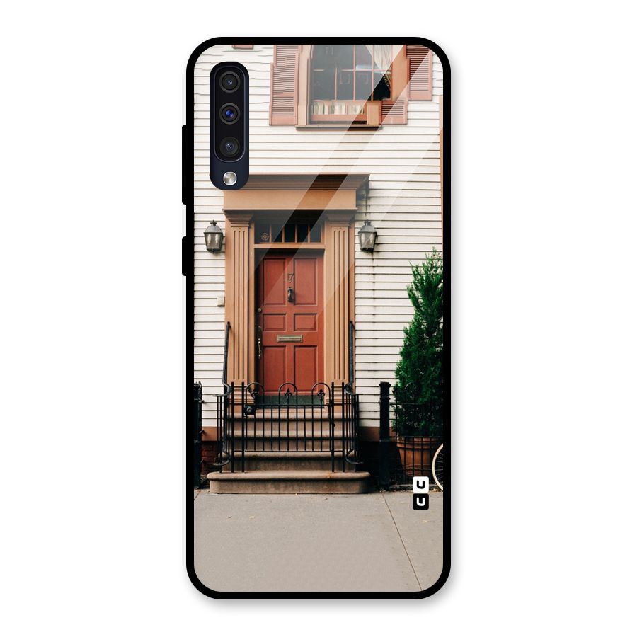 Pretty Orange Door Glass Back Case for Galaxy A50s