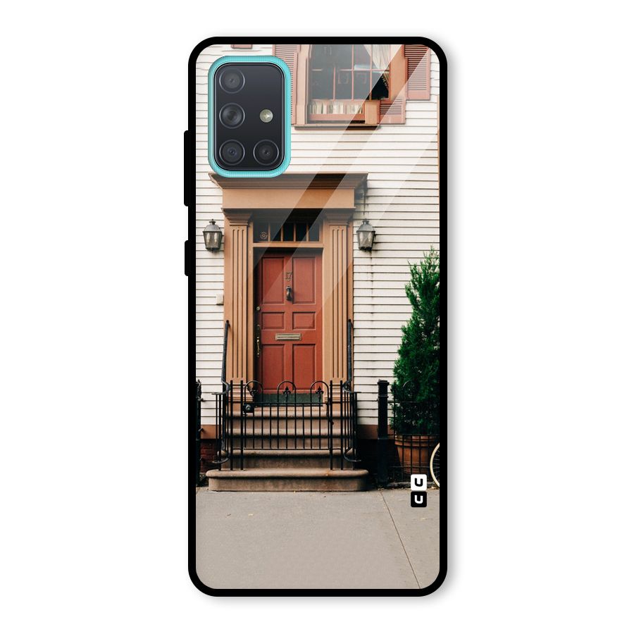 Pretty Orange Door Glass Back Case for Galaxy A71