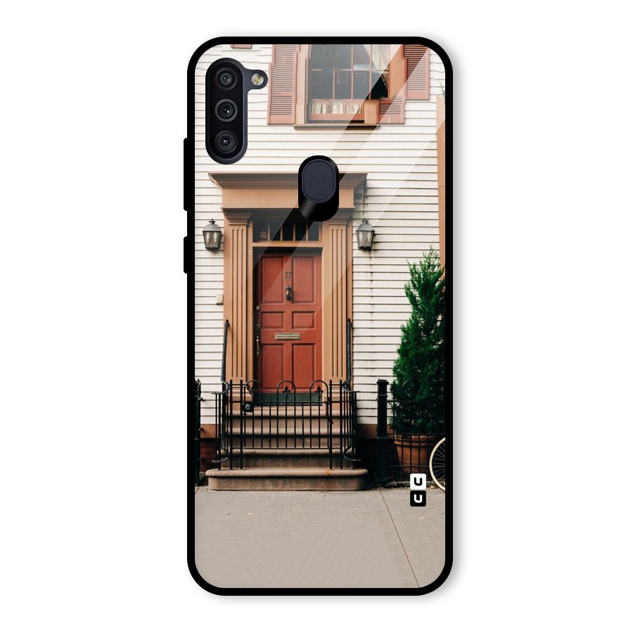 Pretty Orange Door Glass Back Case for Galaxy M11