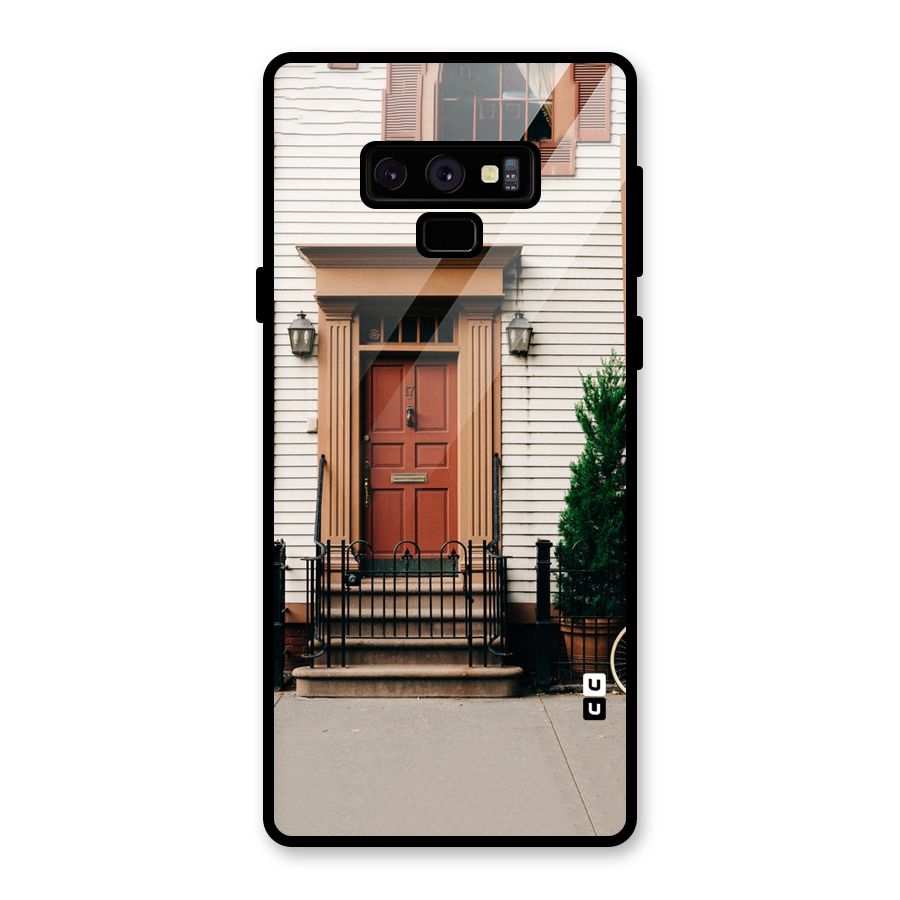 Pretty Orange Door Glass Back Case for Galaxy Note 9