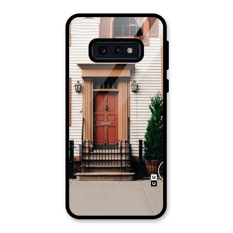 Pretty Orange Door Glass Back Case for Galaxy S10e