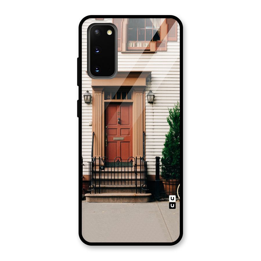 Pretty Orange Door Glass Back Case for Galaxy S20