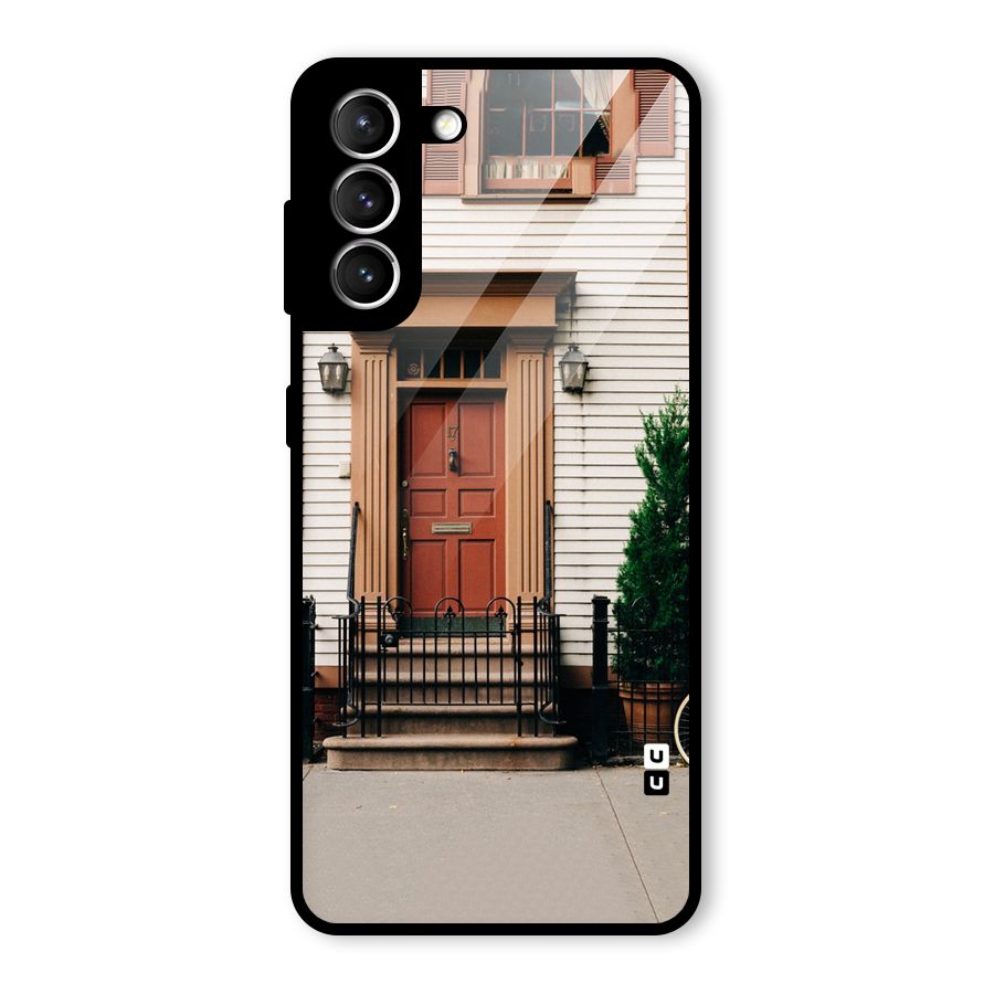 Pretty Orange Door Glass Back Case for Galaxy S21 5G