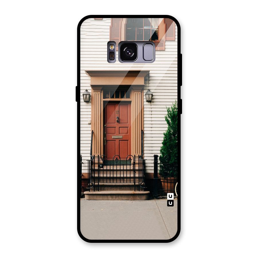 Pretty Orange Door Glass Back Case for Galaxy S8