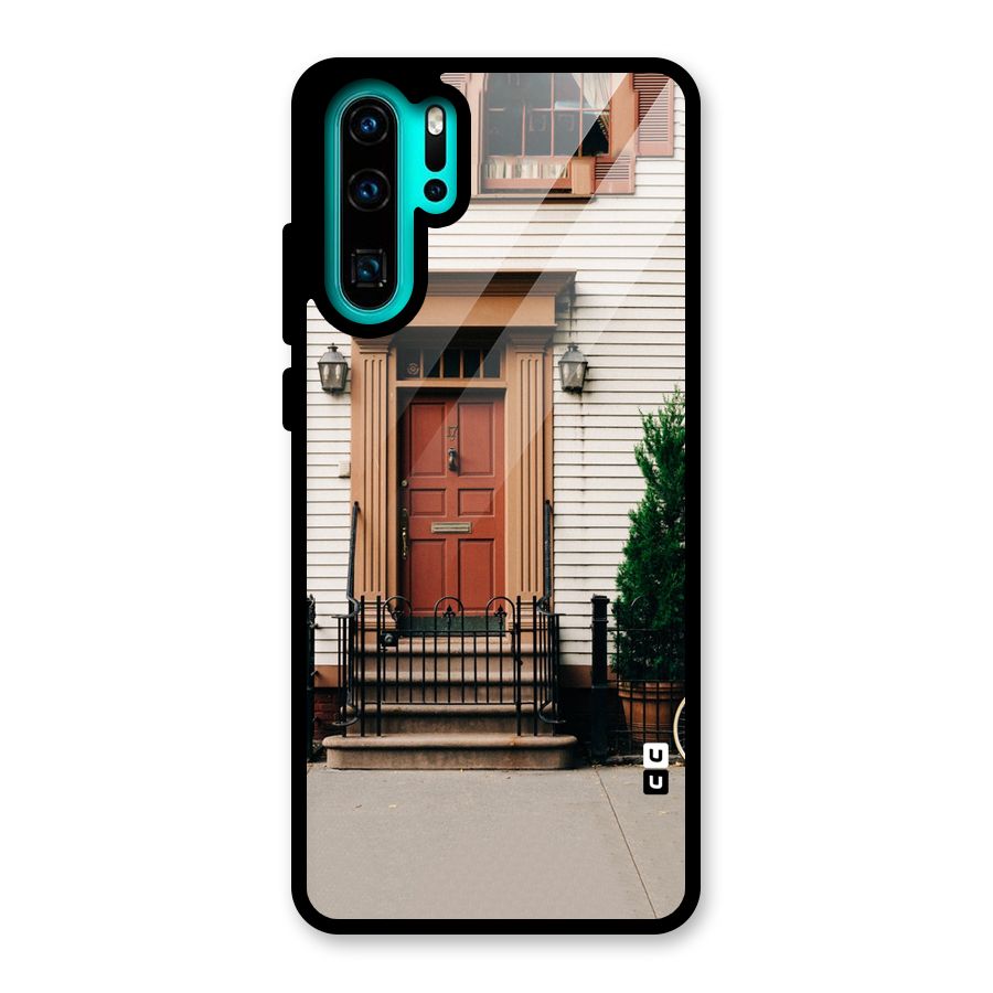 Pretty Orange Door Glass Back Case for Huawei P30 Pro