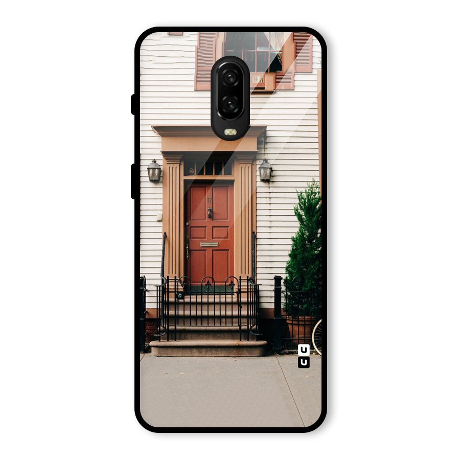Pretty Orange Door Glass Back Case for OnePlus 6T