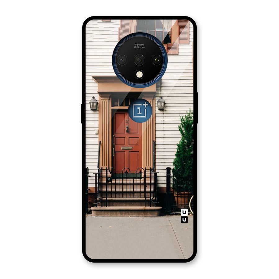 Pretty Orange Door Glass Back Case for OnePlus 7T