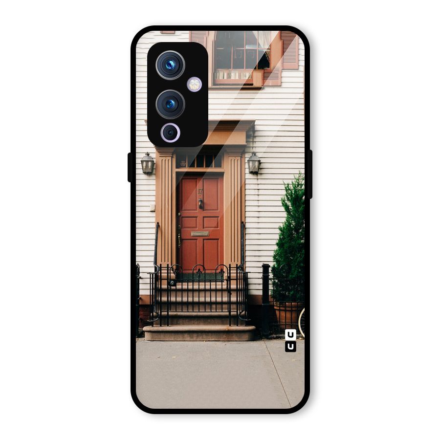 Pretty Orange Door Glass Back Case for OnePlus 9