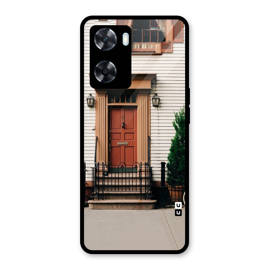 Pretty Orange Door Glass Back Case for Oppo A77