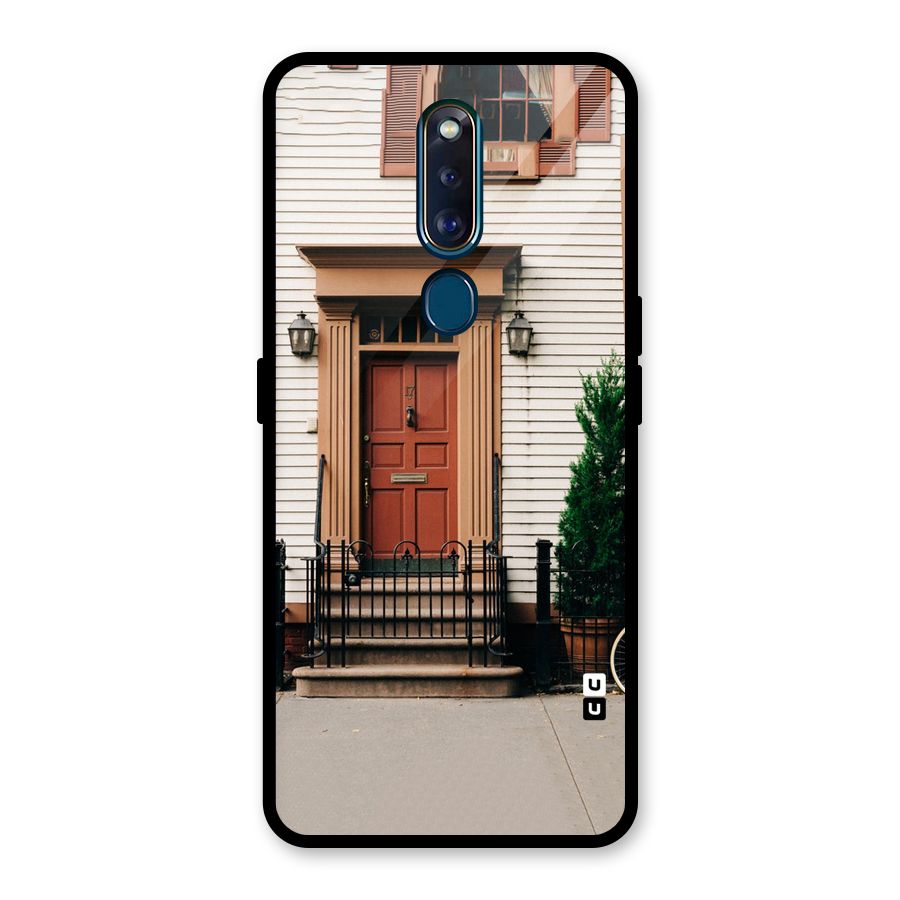 Pretty Orange Door Glass Back Case for Oppo F11 Pro