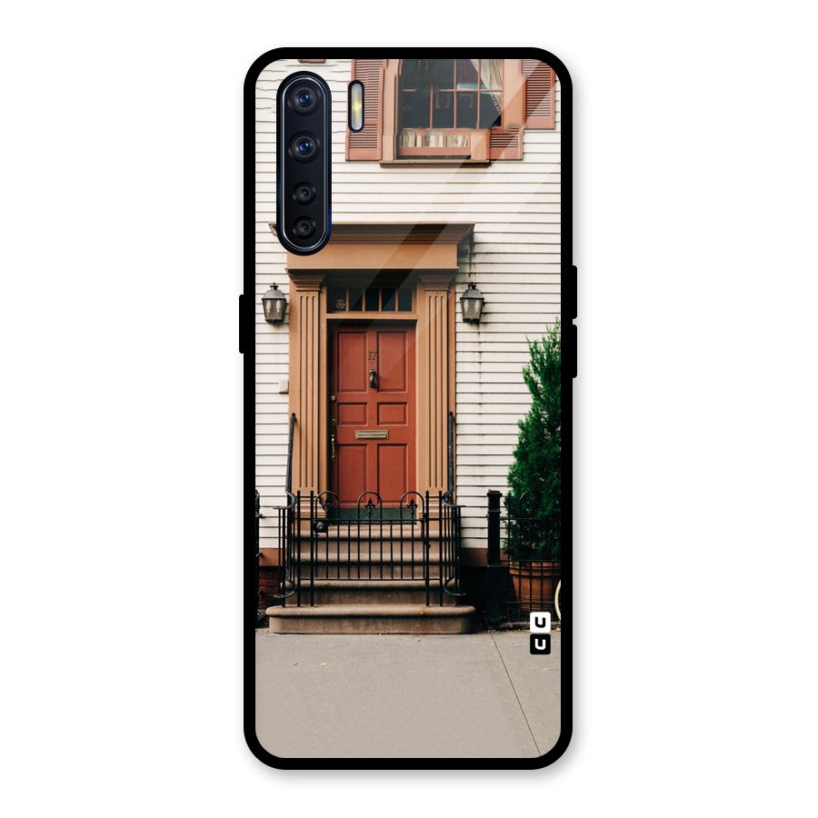 Pretty Orange Door Glass Back Case for Oppo F15