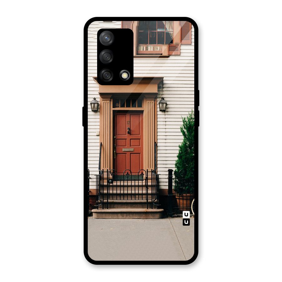 Pretty Orange Door Glass Back Case for Oppo F19