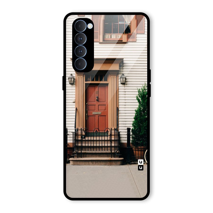 Pretty Orange Door Glass Back Case for Oppo Reno4 Pro