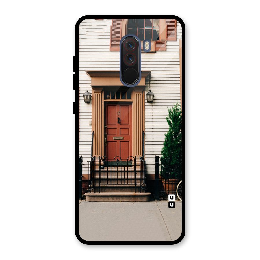 Pretty Orange Door Glass Back Case for Poco F1
