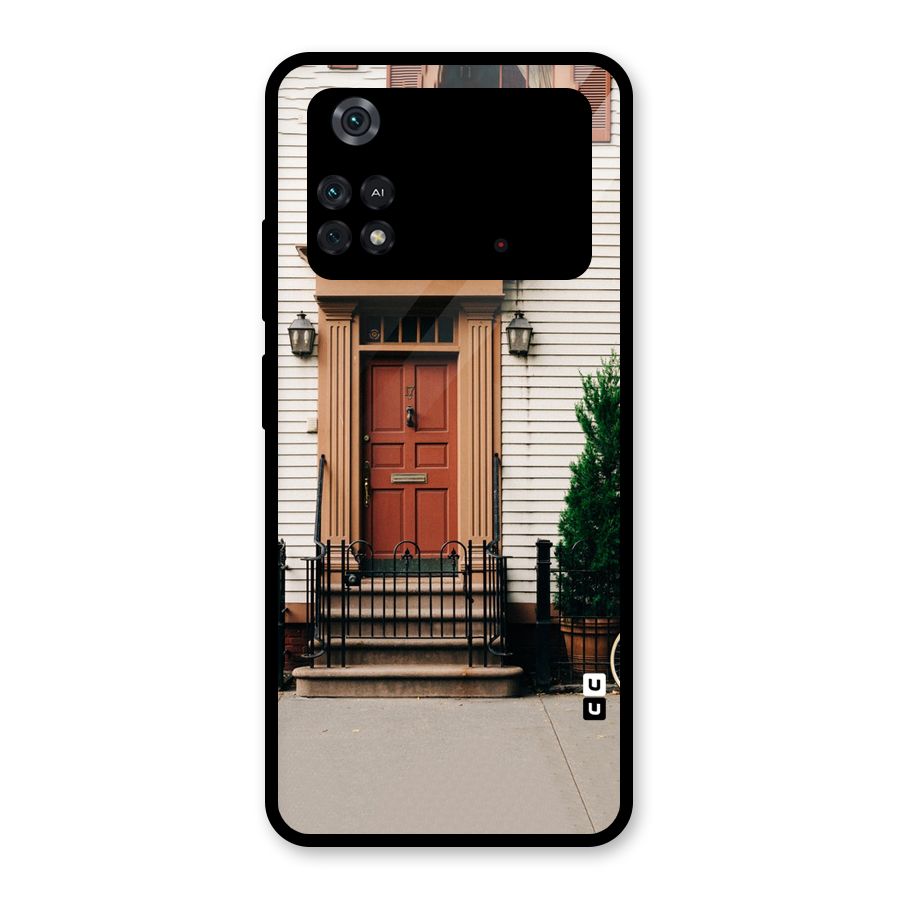 Pretty Orange Door Glass Back Case for Poco M4 Pro 4G
