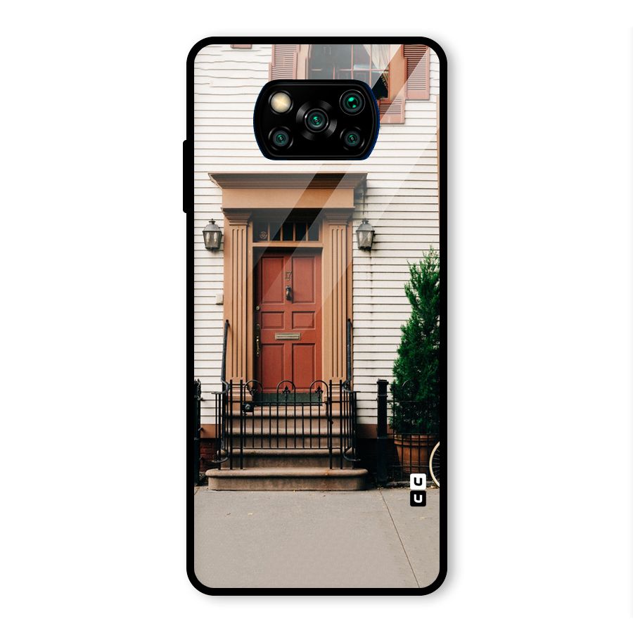 Pretty Orange Door Glass Back Case for Poco X3 Pro