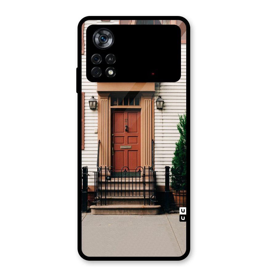 Pretty Orange Door Glass Back Case for Poco X4 Pro 5G