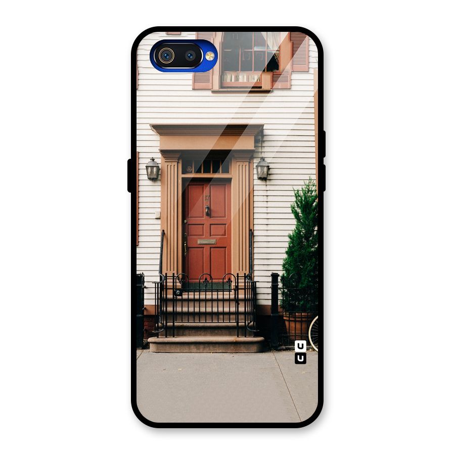Pretty Orange Door Glass Back Case for Realme C2