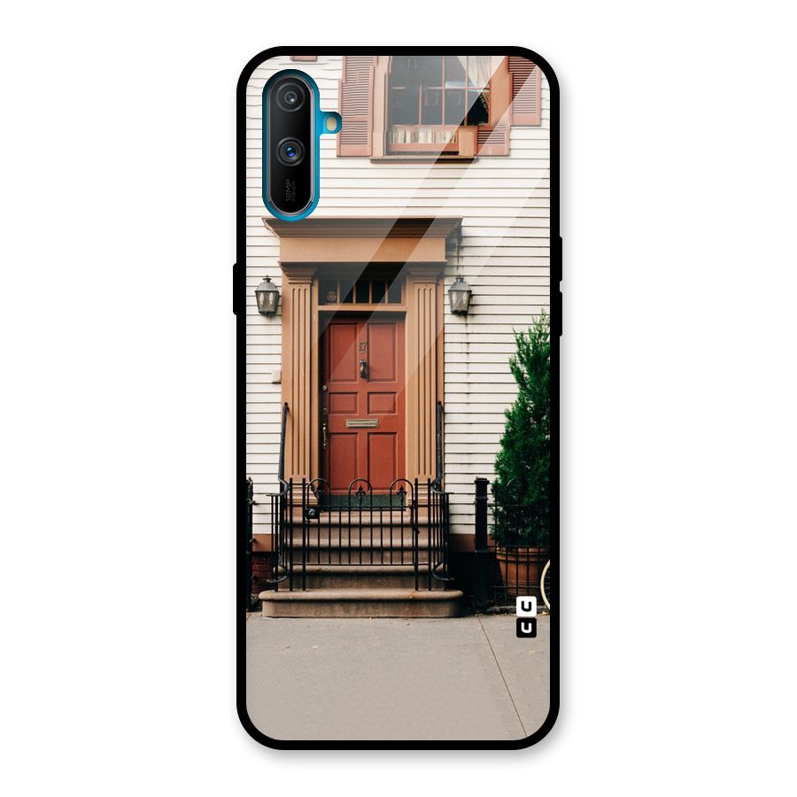 Pretty Orange Door Glass Back Case for Realme C3