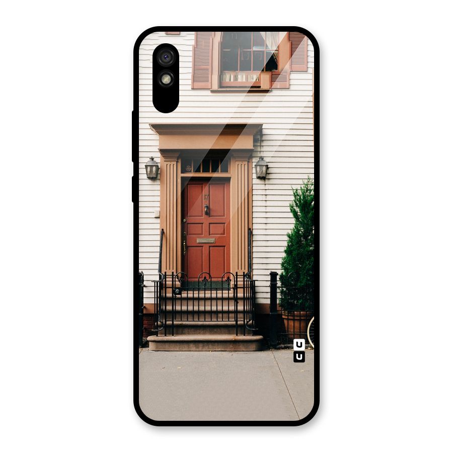 Pretty Orange Door Glass Back Case for Redmi 9i