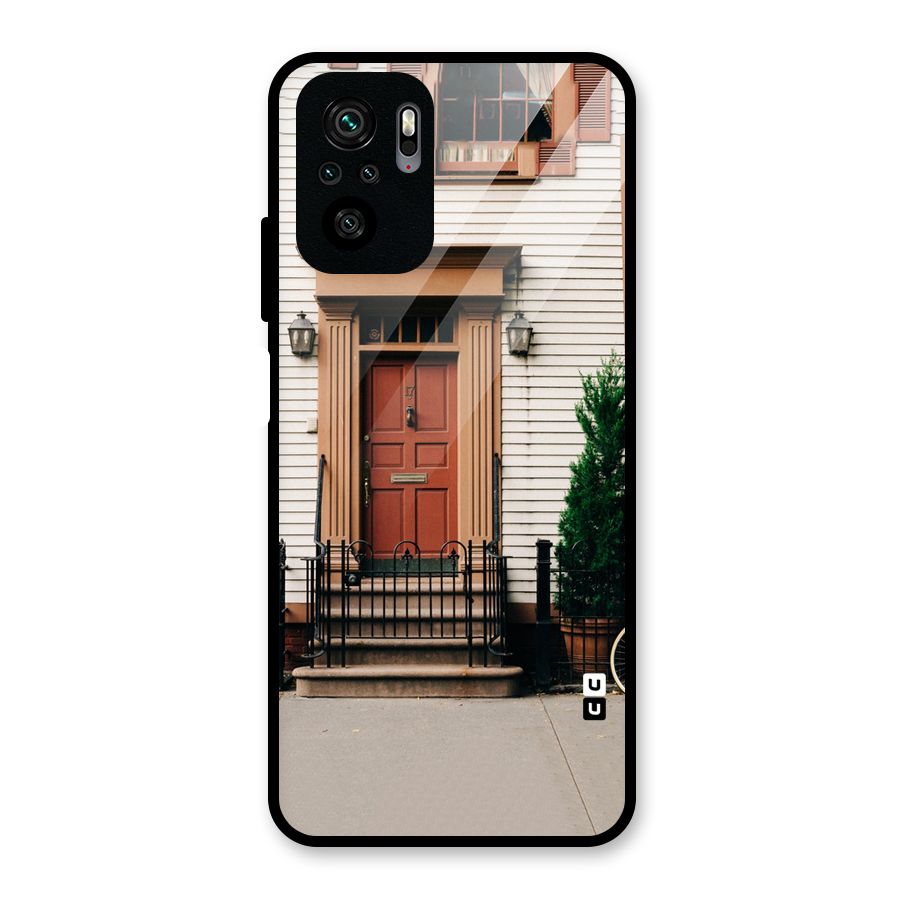 Pretty Orange Door Glass Back Case for Redmi Note 10S