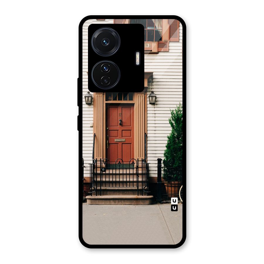 Pretty Orange Door Glass Back Case for Vivo T1 Pro