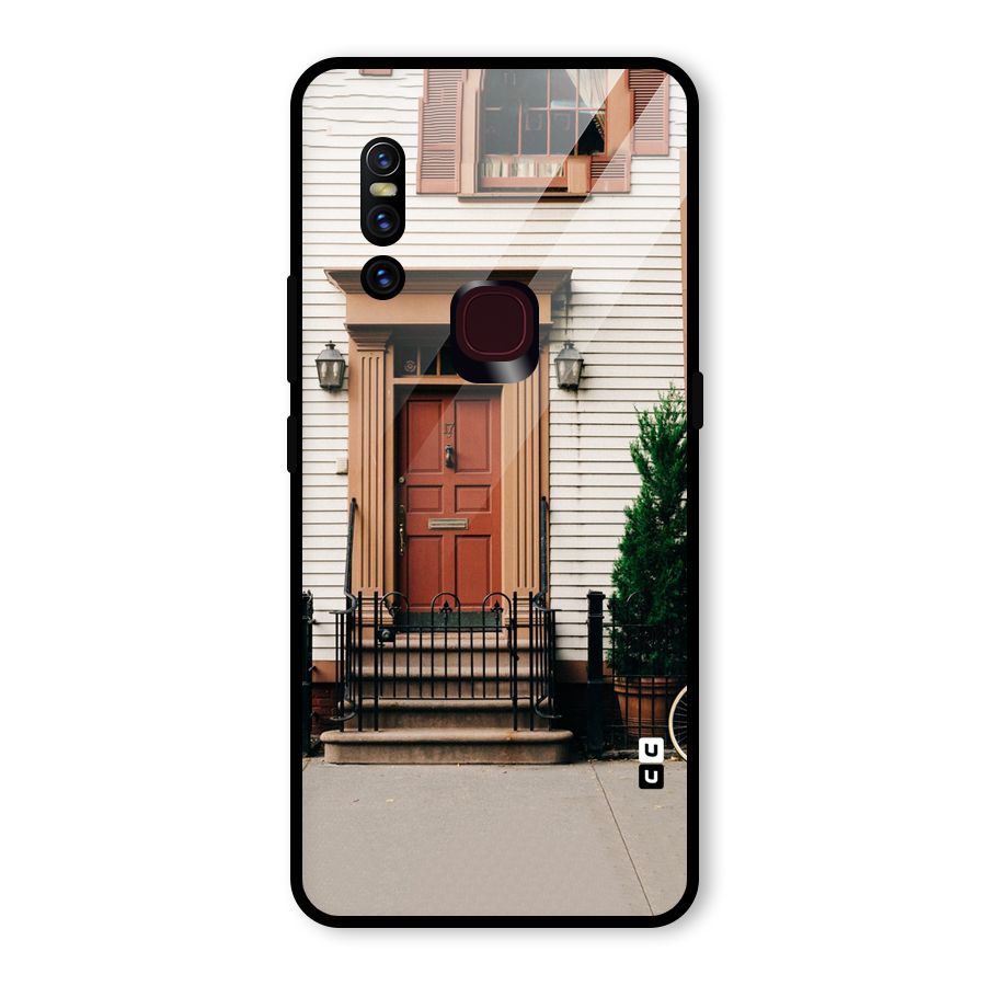 Pretty Orange Door Glass Back Case for Vivo V15