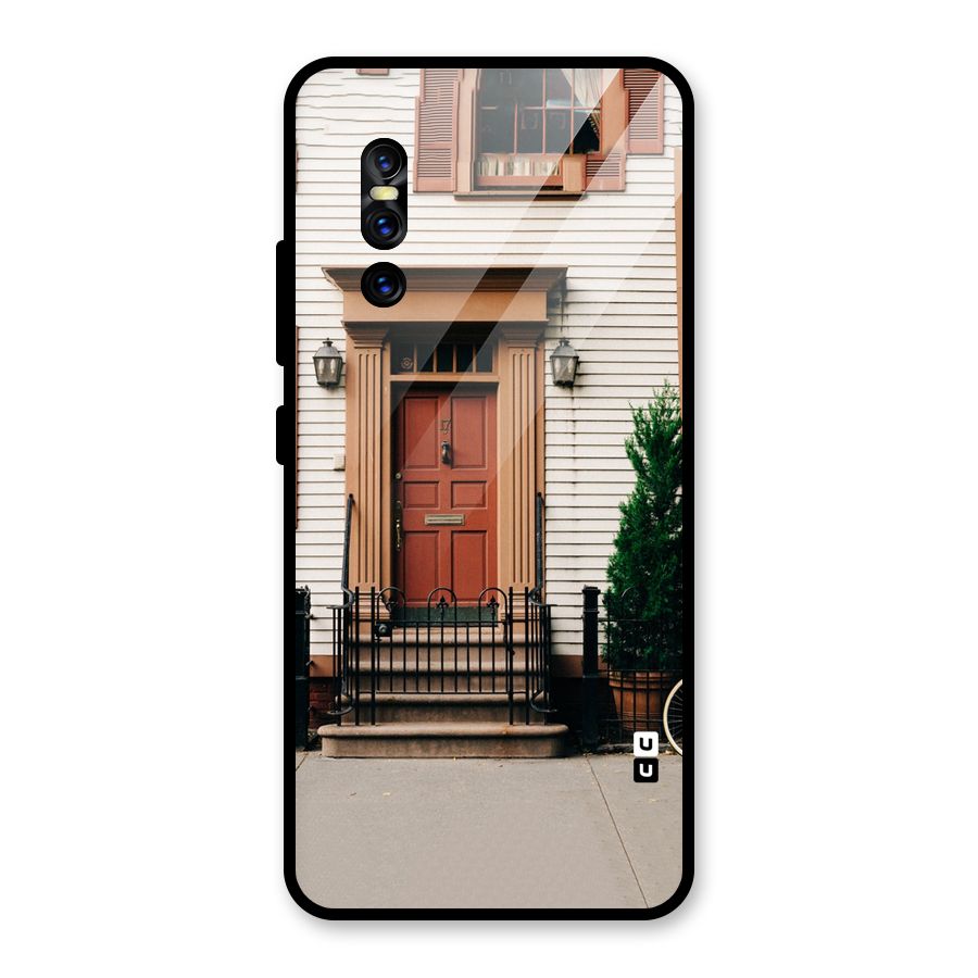 Pretty Orange Door Glass Back Case for Vivo V15 Pro