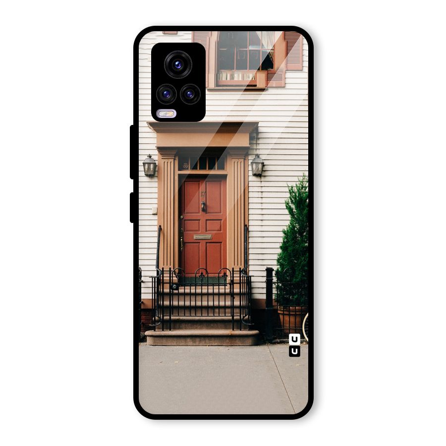 Pretty Orange Door Glass Back Case for Vivo V20