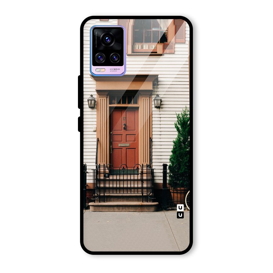 Pretty Orange Door Glass Back Case for Vivo V20 Pro