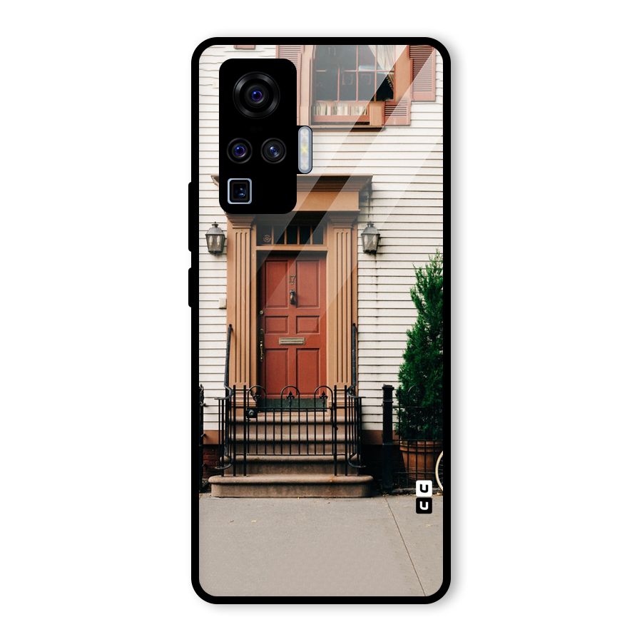 Pretty Orange Door Glass Back Case for Vivo X50 Pro