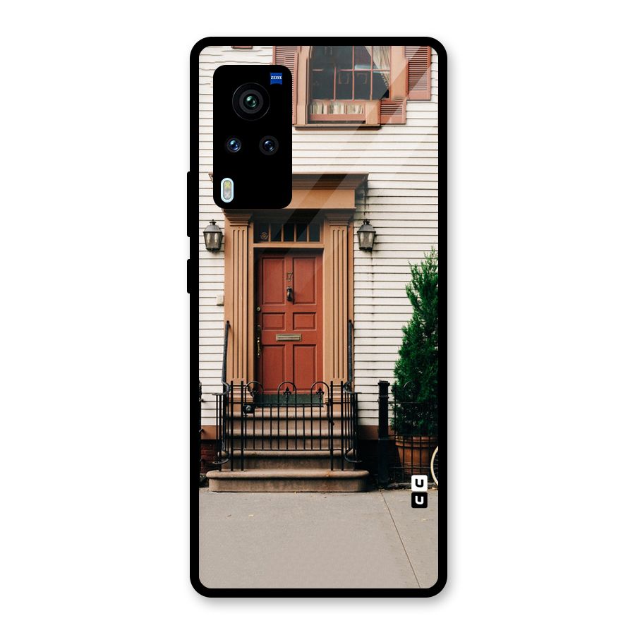 Pretty Orange Door Glass Back Case for Vivo X60 Pro