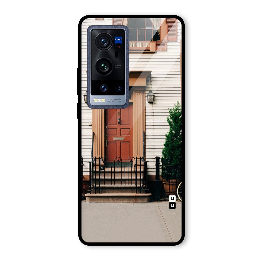 Pretty Orange Door Glass Back Case for Vivo X60 Pro Plus