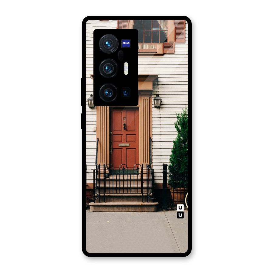 Pretty Orange Door Glass Back Case for Vivo X70 Pro Plus