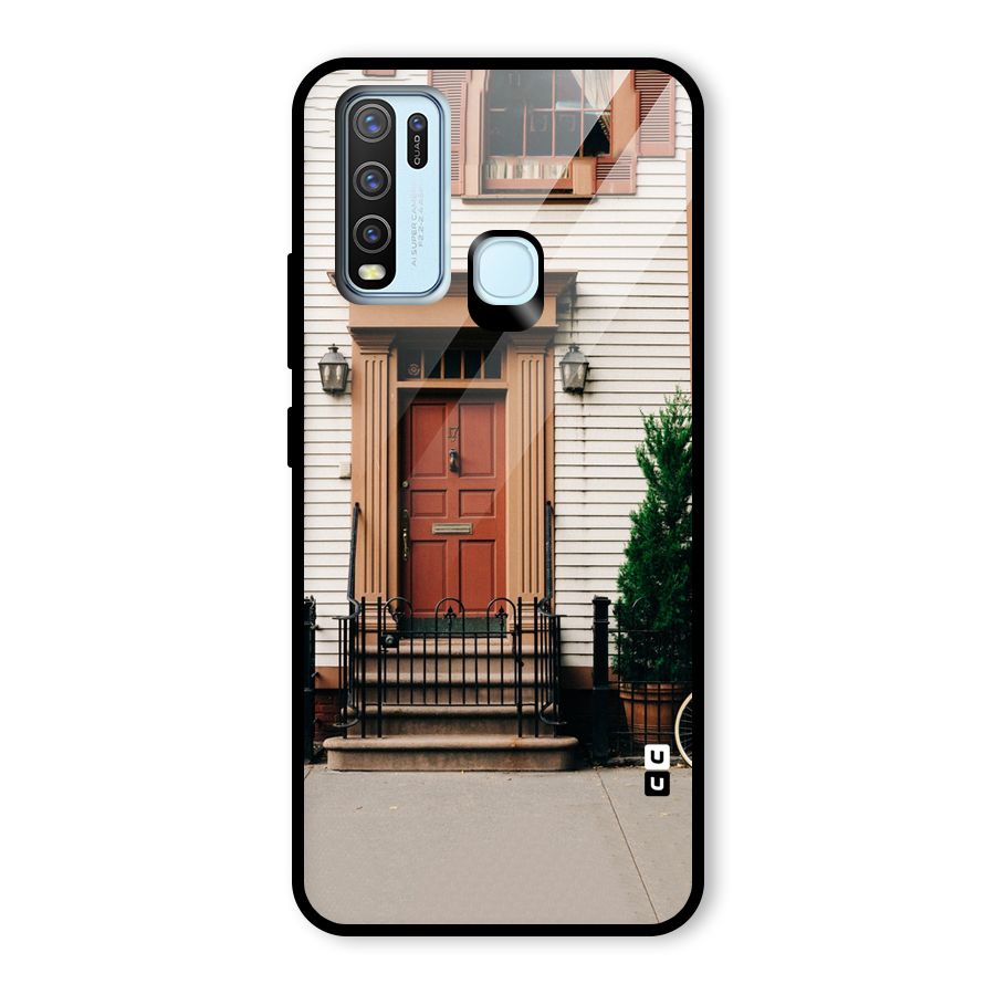 Pretty Orange Door Glass Back Case for Vivo Y30