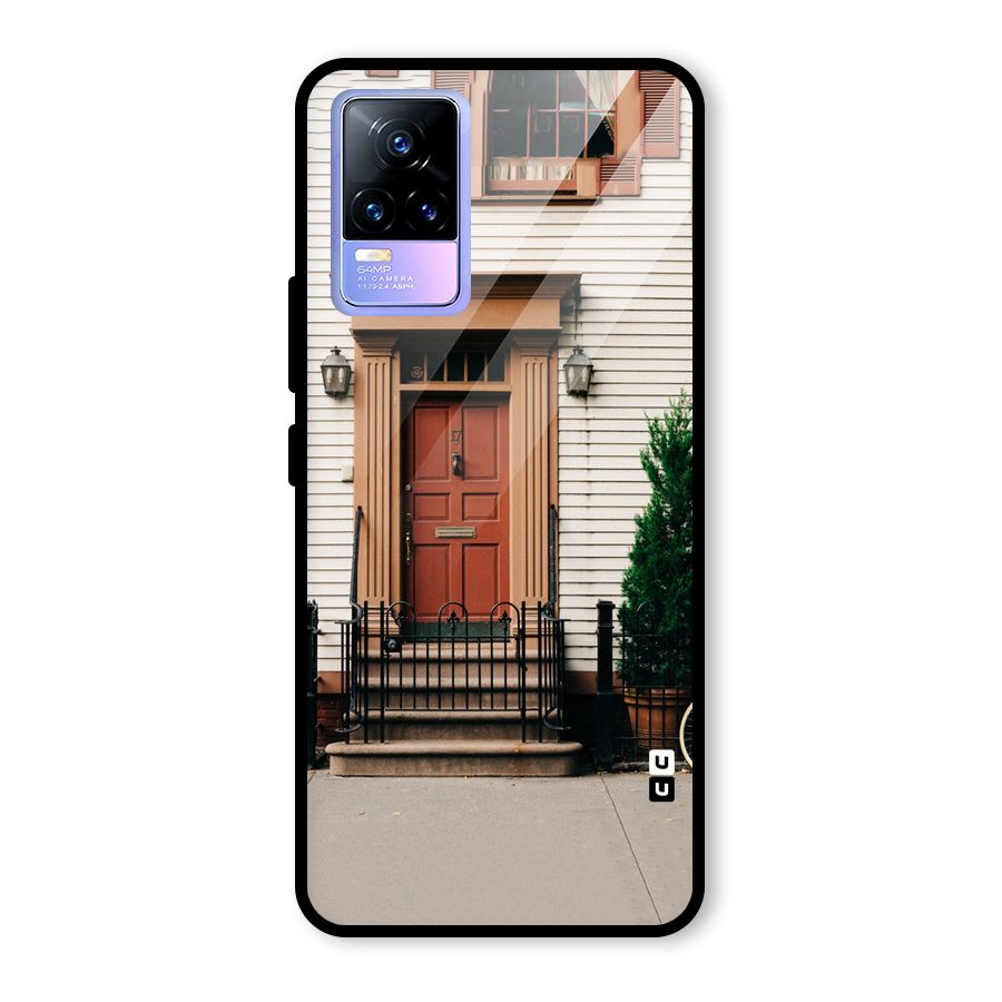 Pretty Orange Door Glass Back Case for Vivo Y73