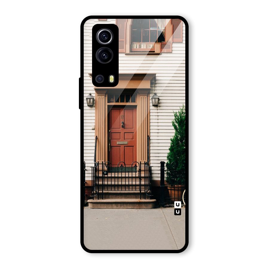 Pretty Orange Door Glass Back Case for Vivo iQOO Z3
