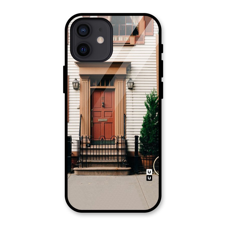 Pretty Orange Door Glass Back Case for iPhone 12