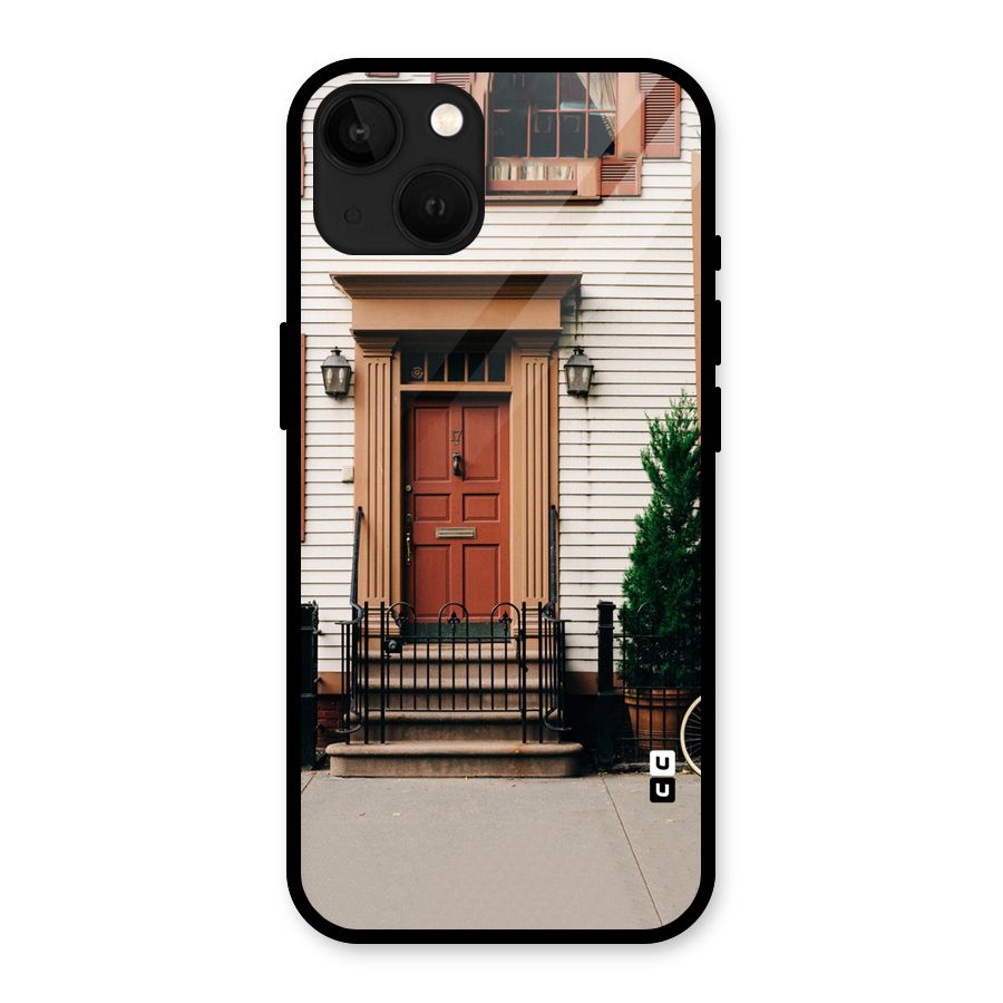 Pretty Orange Door Glass Back Case for iPhone 13