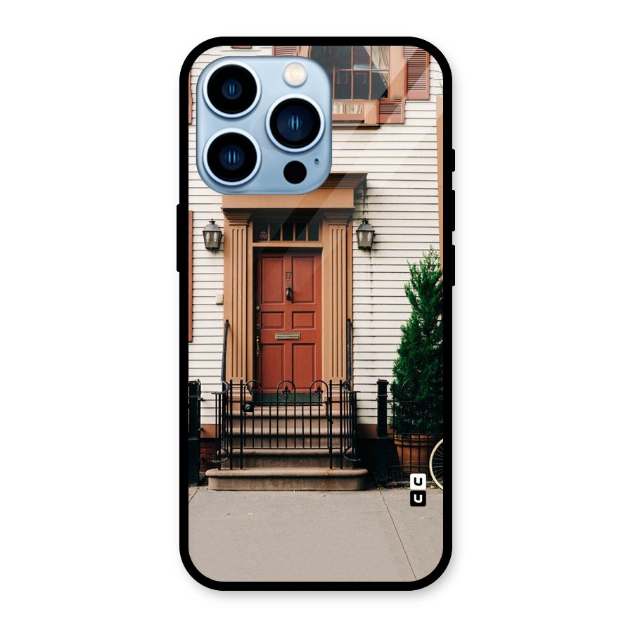 Pretty Orange Door Glass Back Case for iPhone 13 Pro