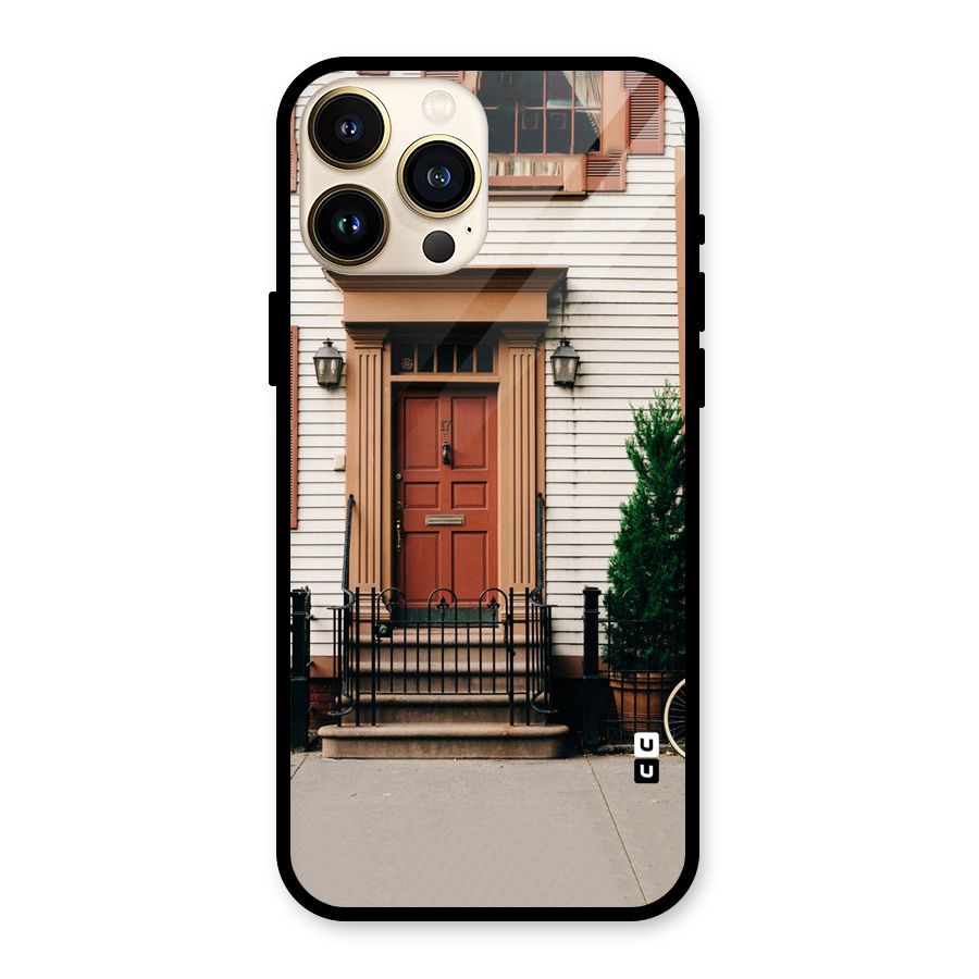Pretty Orange Door Glass Back Case for iPhone 13 Pro Max
