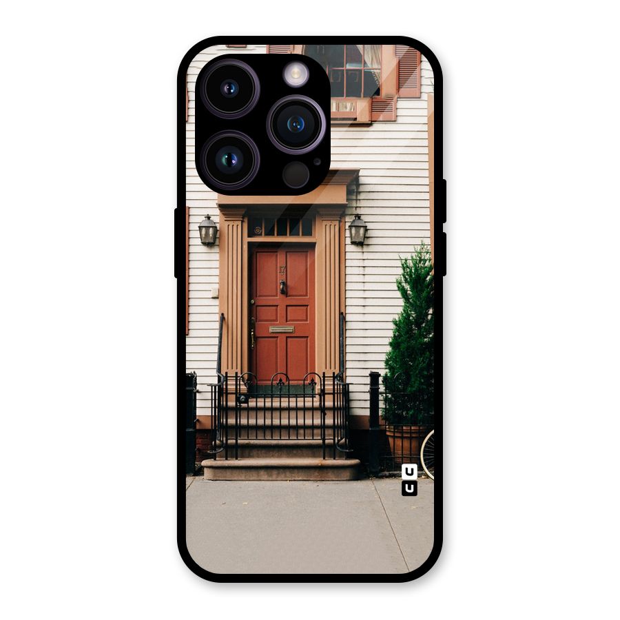 Pretty Orange Door Glass Back Case for iPhone 14 Pro