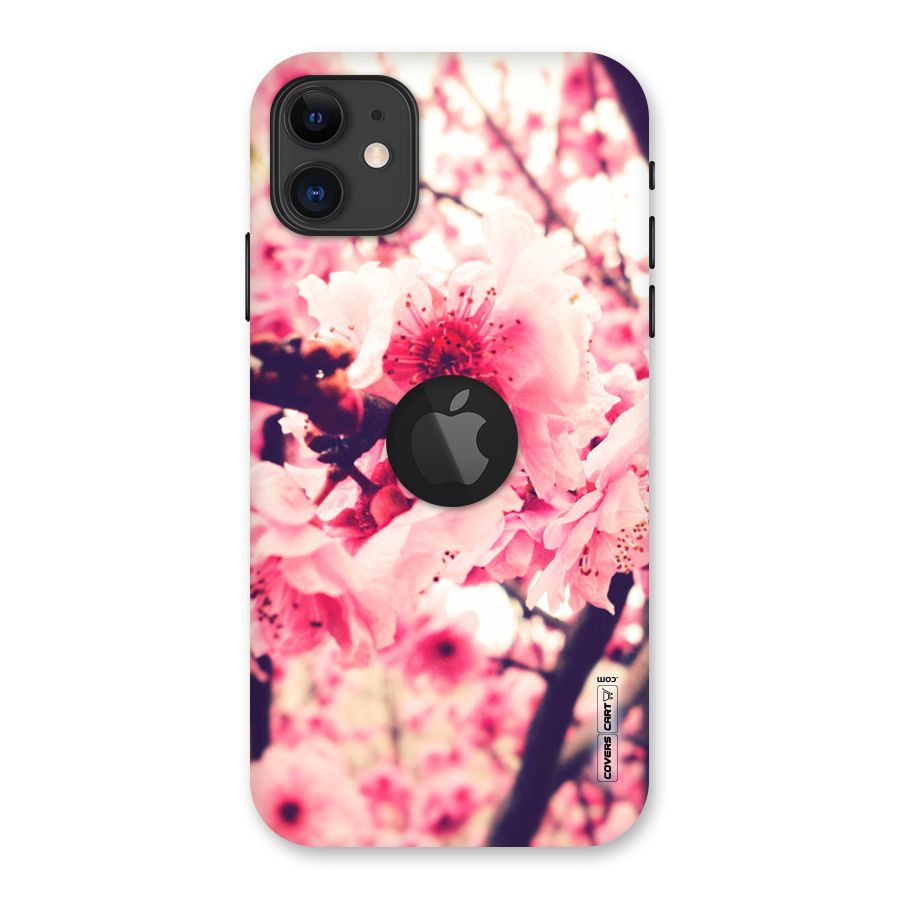 Pretty Pink Flowers Back Case for iPhone 11 Logo Cut